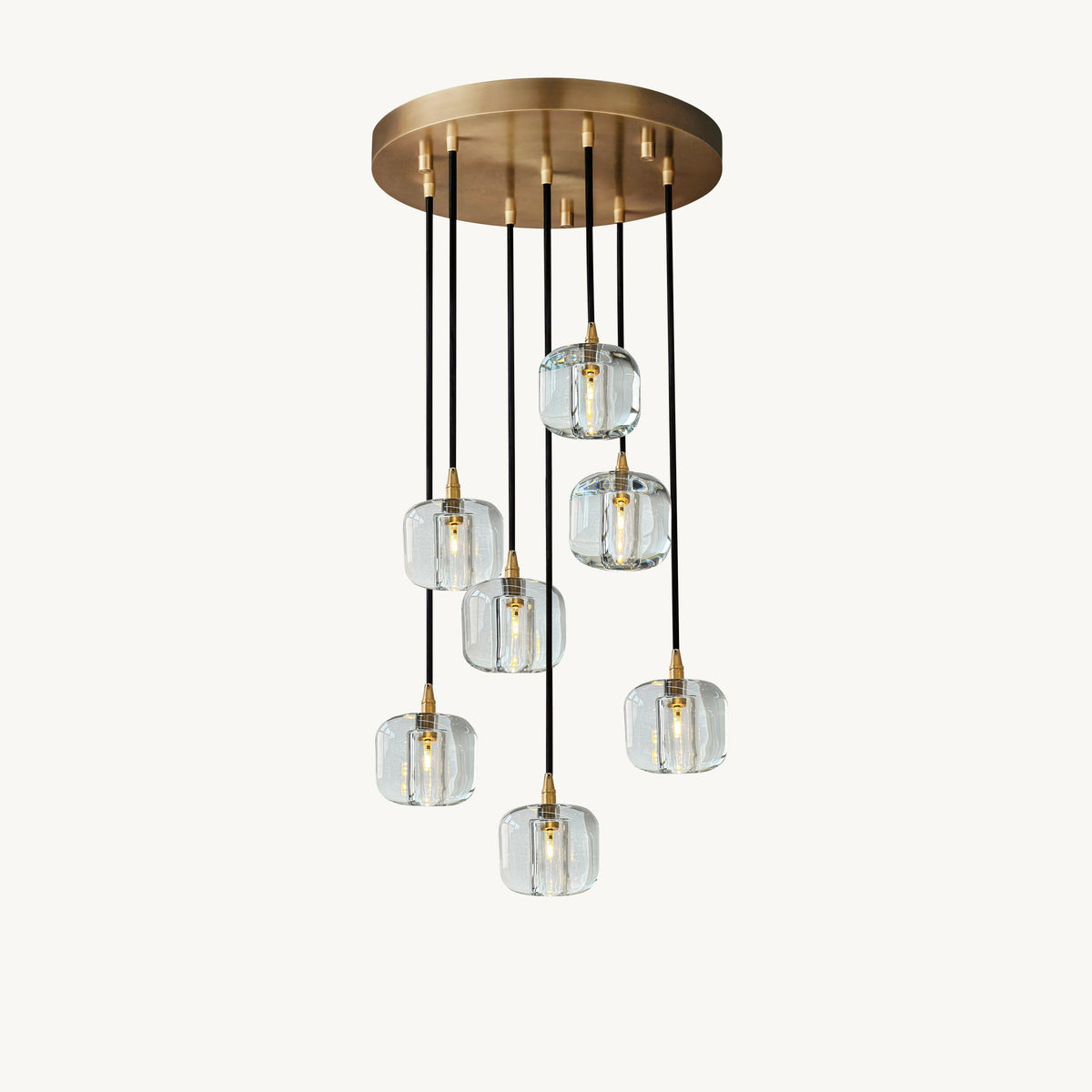 Cubice Clear/Amber Crystal Cascading Chandelier 18"/24"/36"/47"/60"