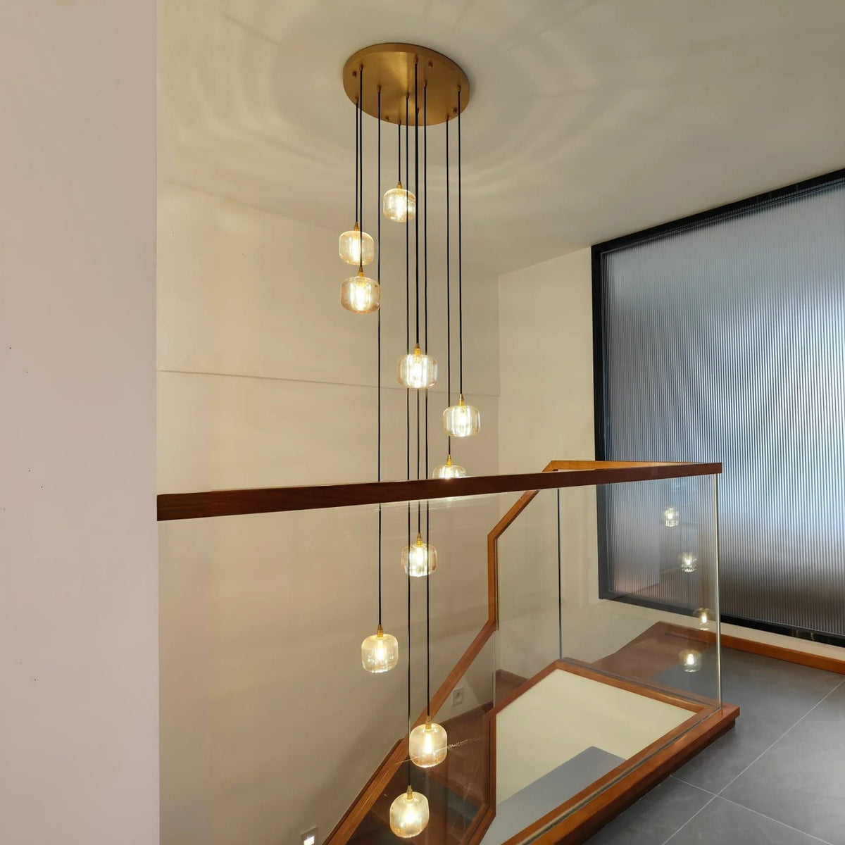Cubice Clear/Amber Crystal Cascading Chandelier 18"/24"/36"/47"/60"