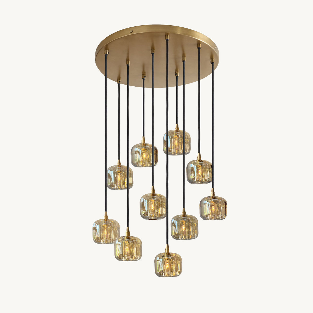 Cubice Clear/Amber Crystal Cascading Chandelier 18"/24"/36"/47"/60"
