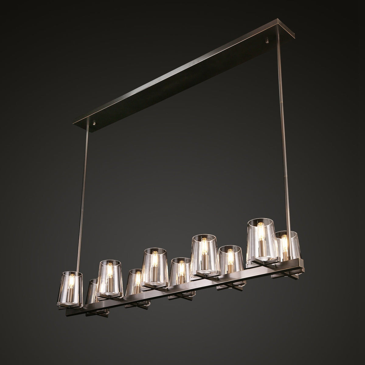 Pauillac Island Linear Chandelier Clear Glass 49"/60"