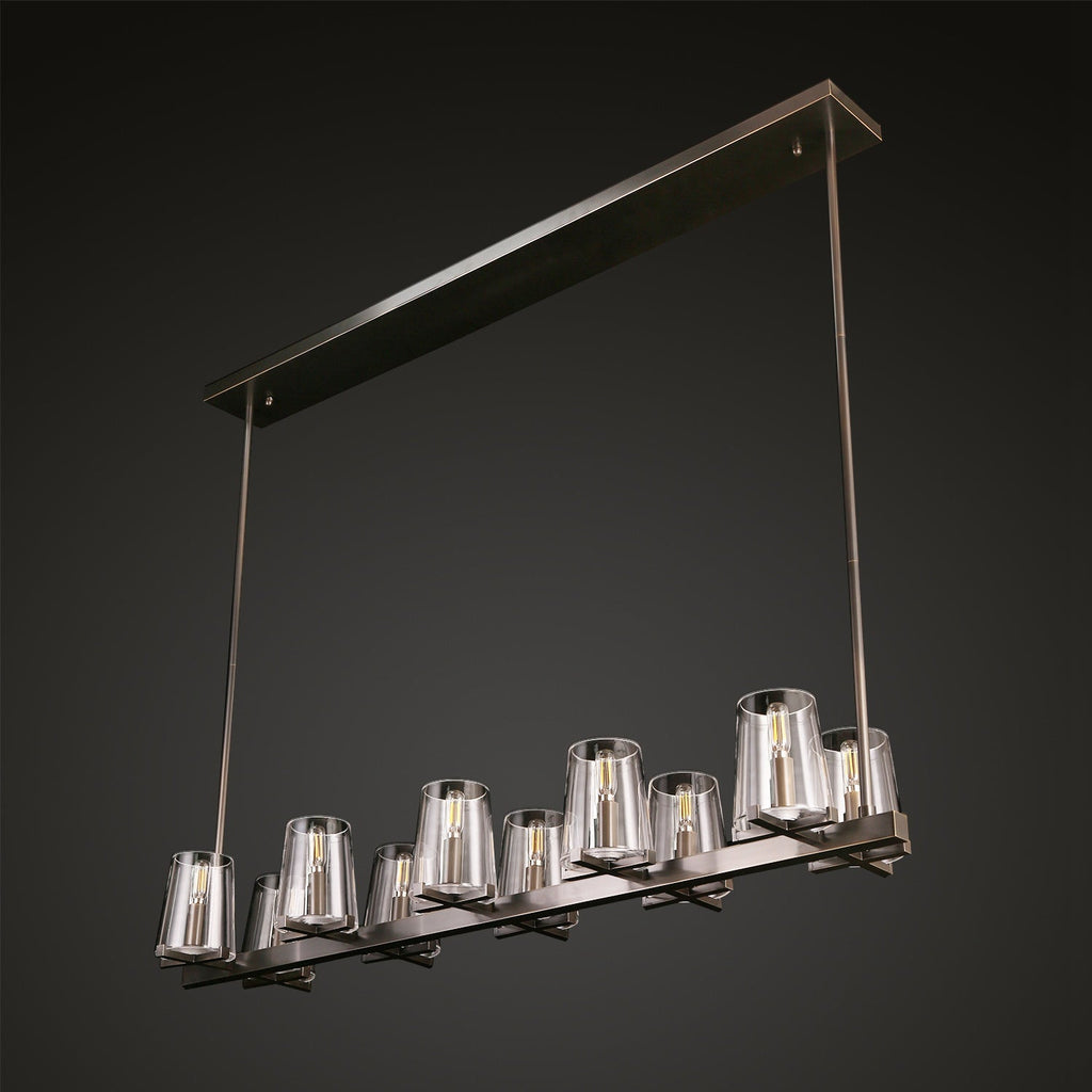 Pauillac Island Linear Chandelier Clear Glass 49"/60"