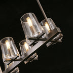 Pauillac Island Linear Chandelier Clear Glass 49"/60"