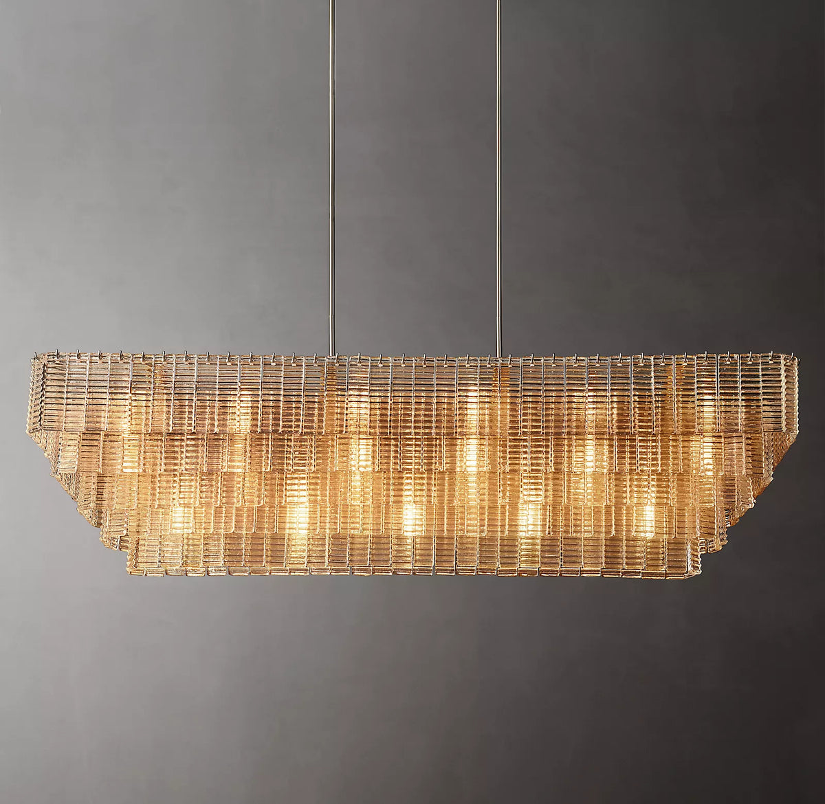Sirene Clear/Smoke Glass Rectangular Chandelier 77"
