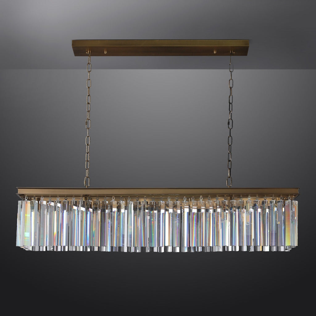 1920s Odeon Crystal Island Single-Tier Linear Chandelier 39"/49"/59"