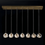 Boule Clear Crystal Sphere Cluster Linear Chandelier 48"/60"/72"