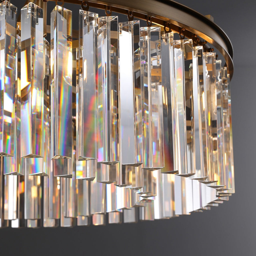 1920s Odeon Crystal Round Chandelier 32"/43"