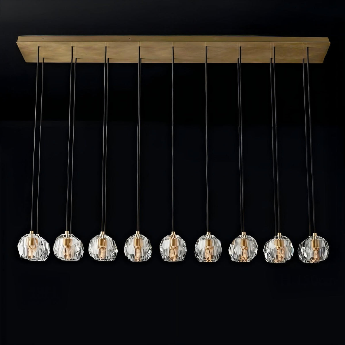 Boule Clear Crystal Sphere Cluster Linear Chandelier 48"/60"/72"