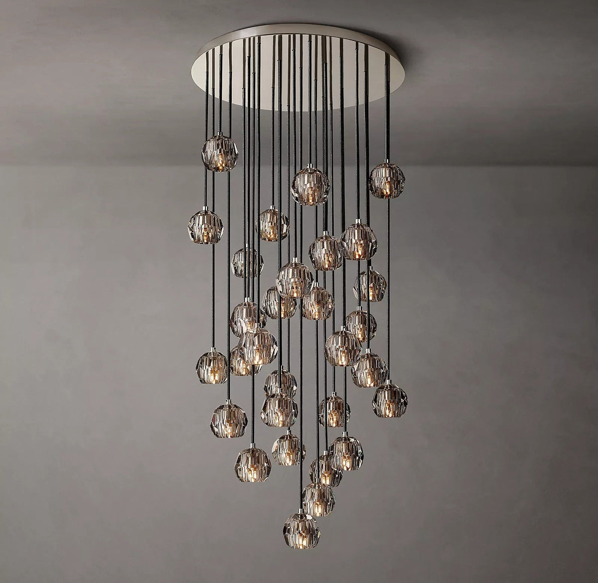 Boule De Cristal Smoke Crystal Cluster Chandelier 30"