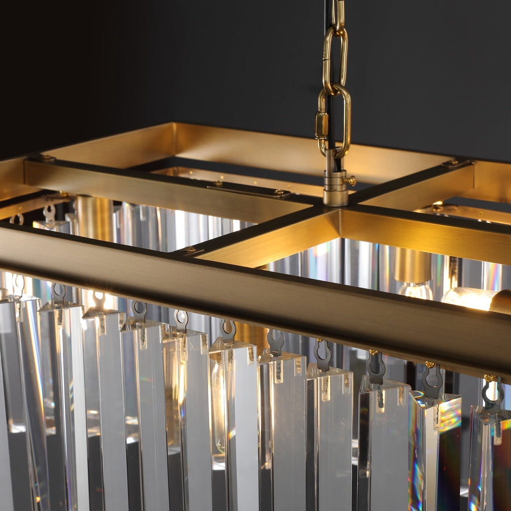 1920s Odeon Crystal Island Single-Tier Linear Chandelier 39"/49"/59"