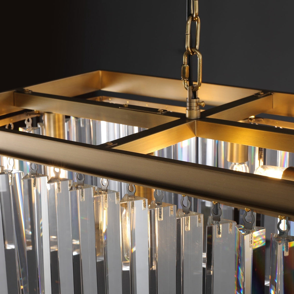 1920s Odeon Crystal Island Single-Tier Linear Chandelier 39"/49"/59"