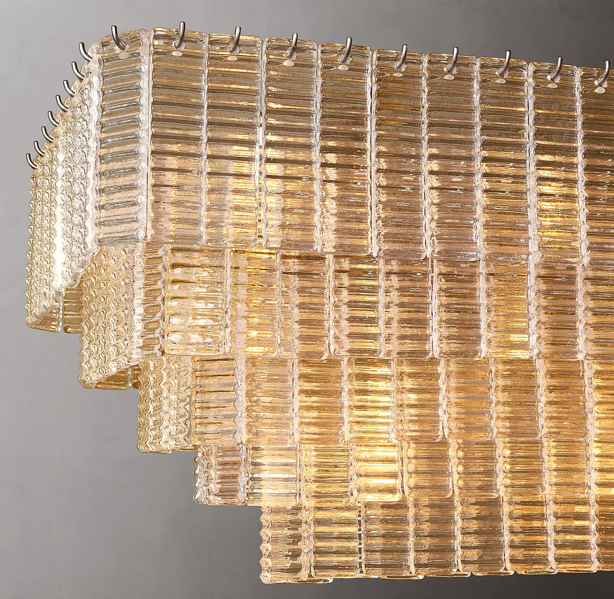 Sirene Clear/Smoke Glass Rectangular Chandelier 77"