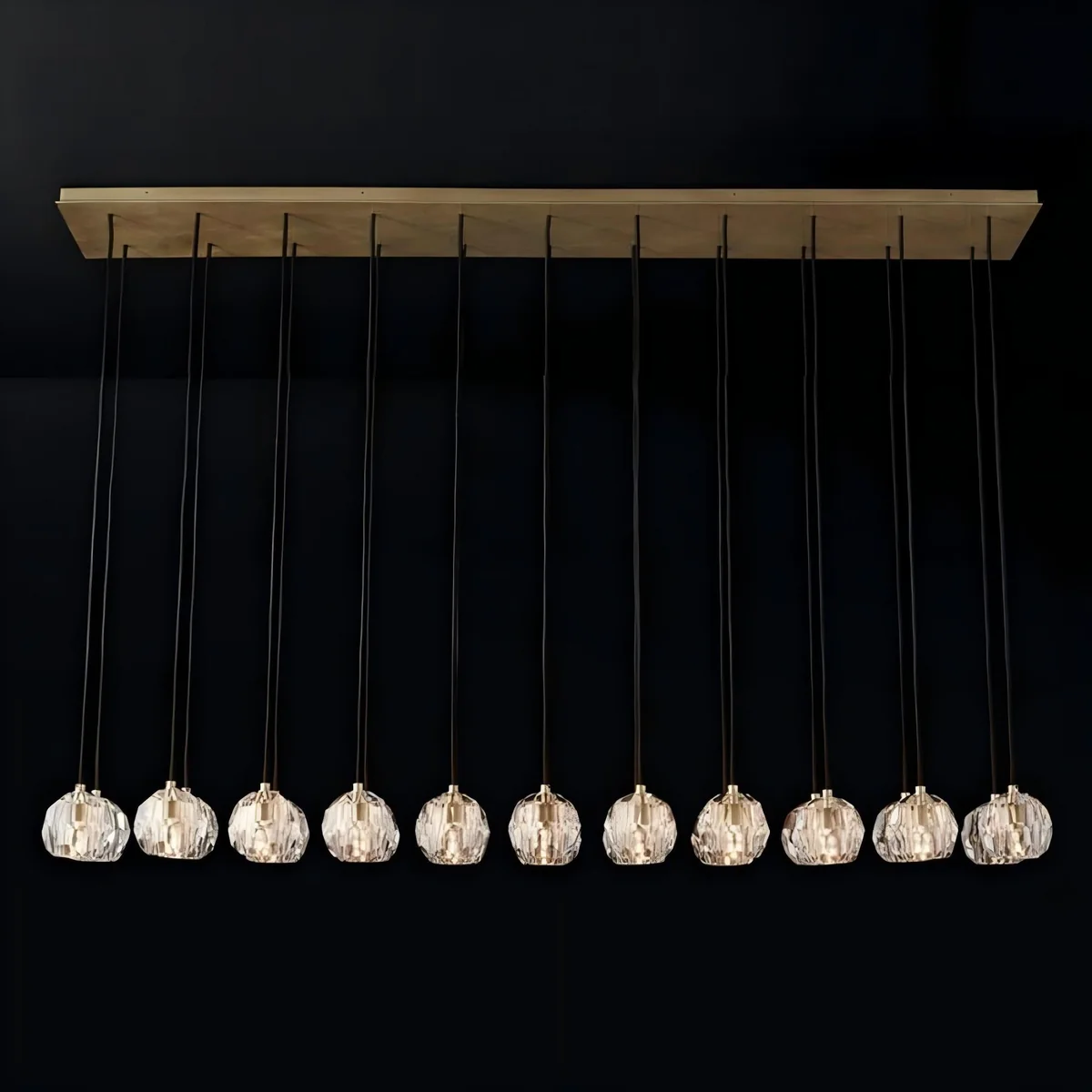 Boule Clear Crystal Sphere Cluster Linear Chandelier 48"/60"/72"