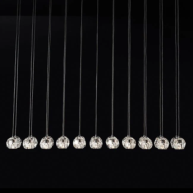 Boule Clear Crystal Sphere Cluster Linear Chandelier 48"/60"/72"