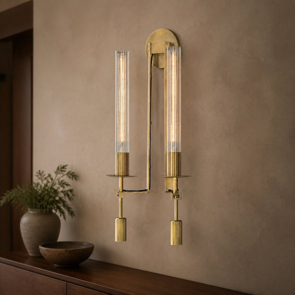 Fontanelle Modern Double Wall Sconce in a warm interior