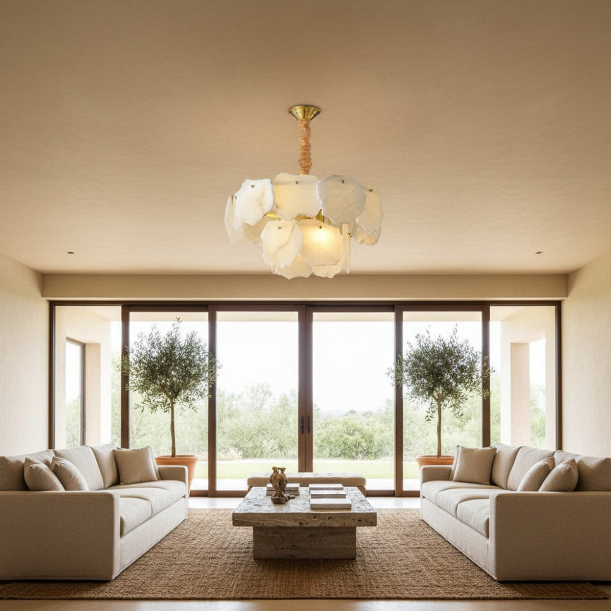 Modern Alabaster Multi-Layer Chandelier