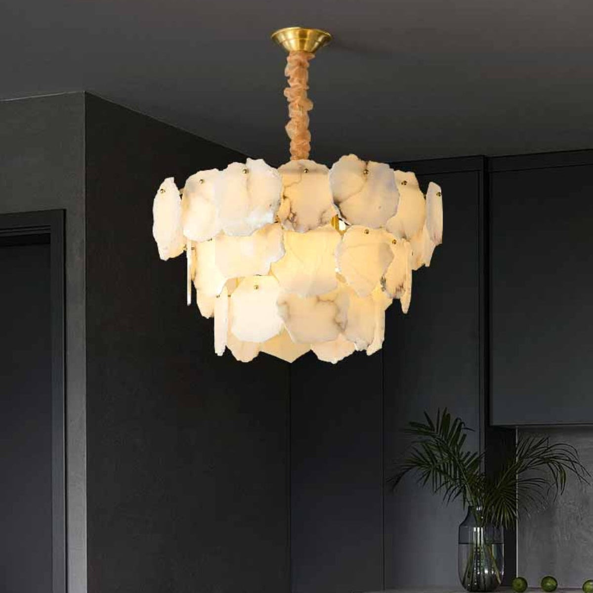 Modern Alabaster Multi-Layer Chandelier