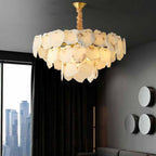 Modern Alabaster Multi-Layer Chandelier