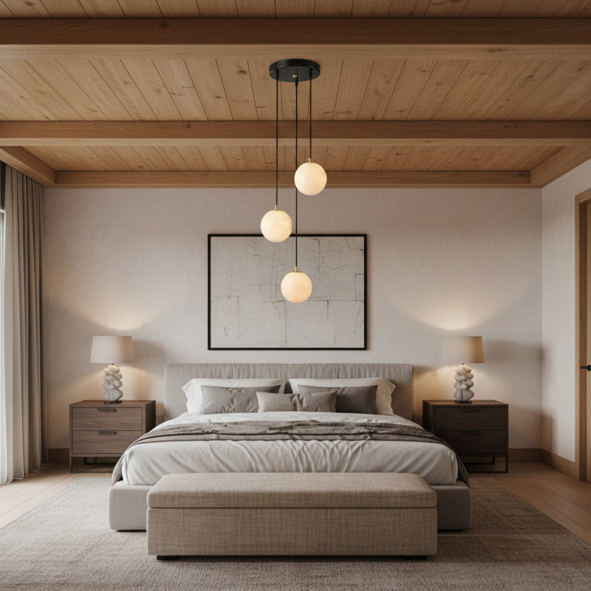 Modern Alabaster Global Staircase Chandelier