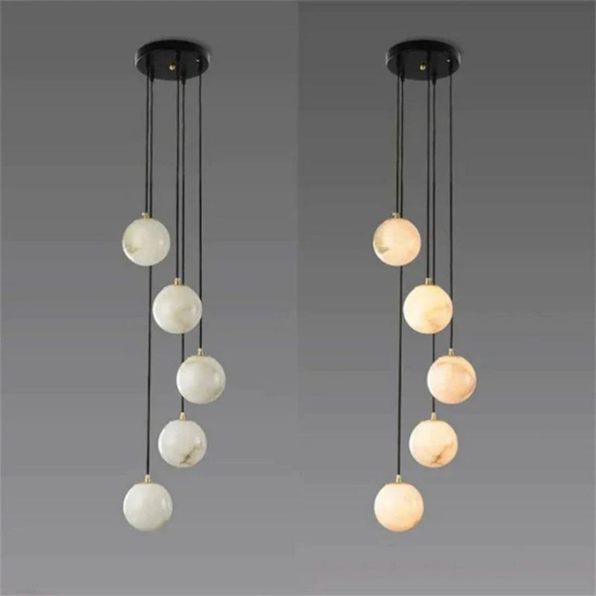 Modern Alabaster Global Staircase Chandelier