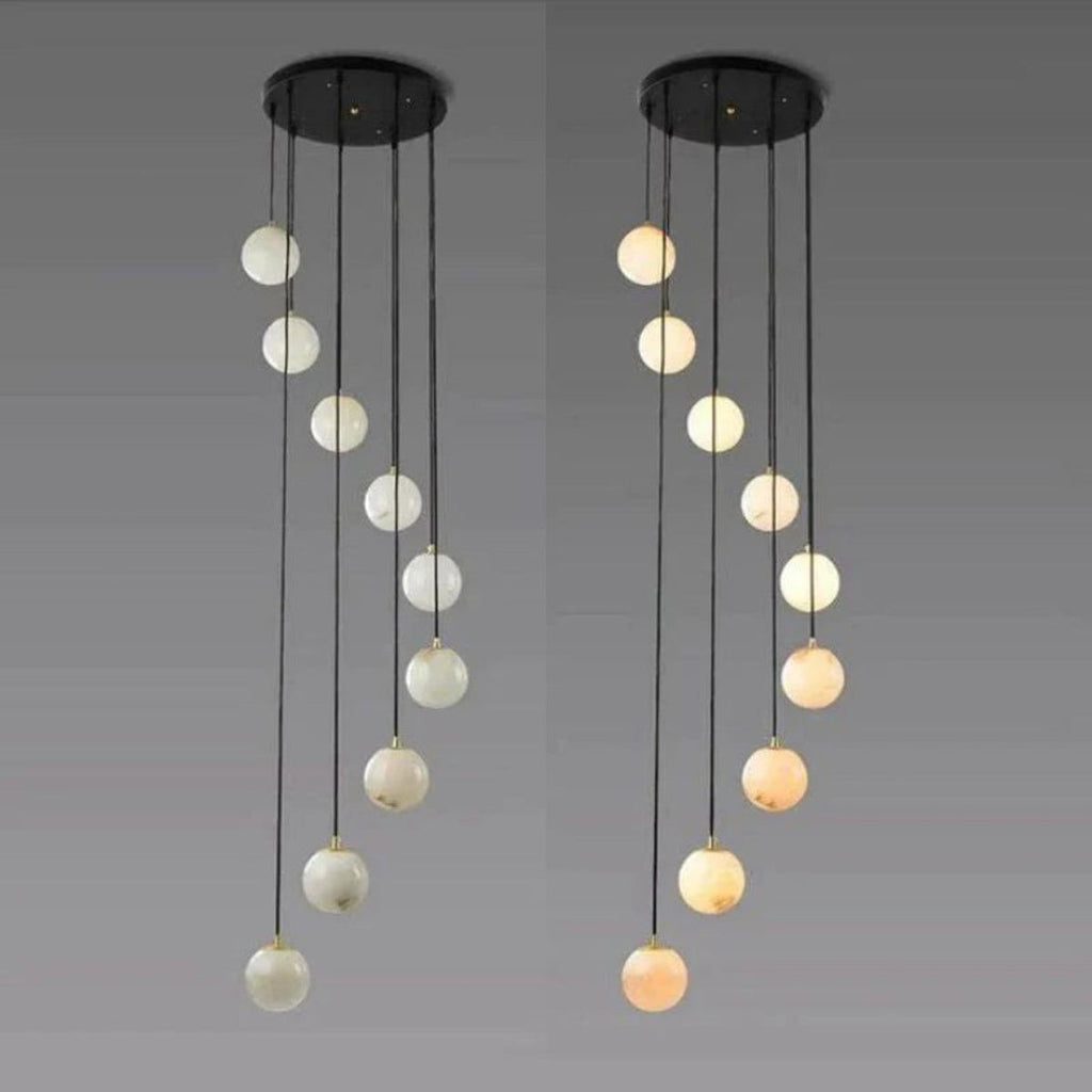 Modern Alabaster Global Staircase Chandelier