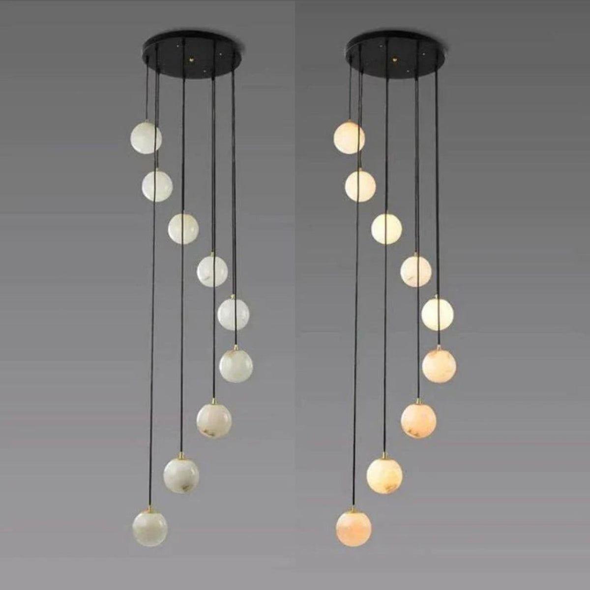 Modern Alabaster Global Staircase Chandelier