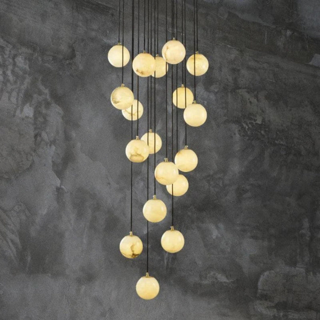Modern Alabaster Global Staircase Chandelier