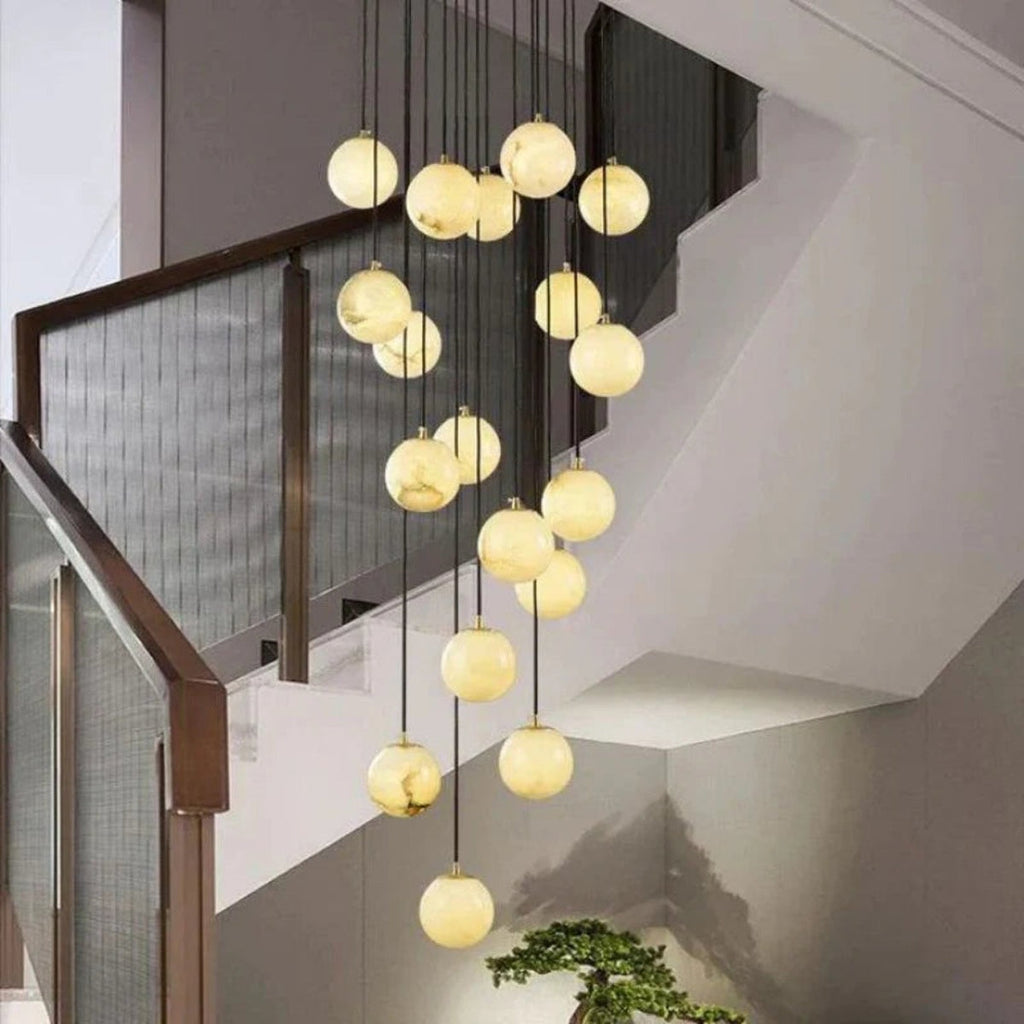 Modern Alabaster Global Staircase Chandelier