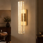 Audubon Modern Crystal Double Sconce in a warm dining interior