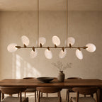 Leafloor Modern Linear Chandelier 74 inch in a warm dining interior
