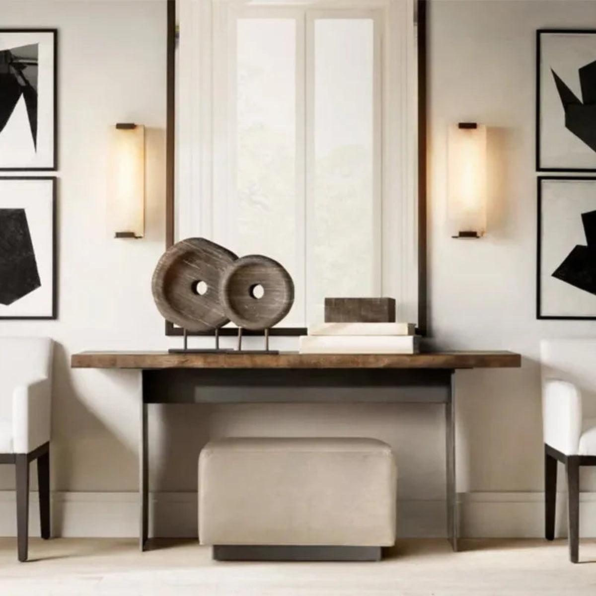 Modern Alabaster Grand Sconce