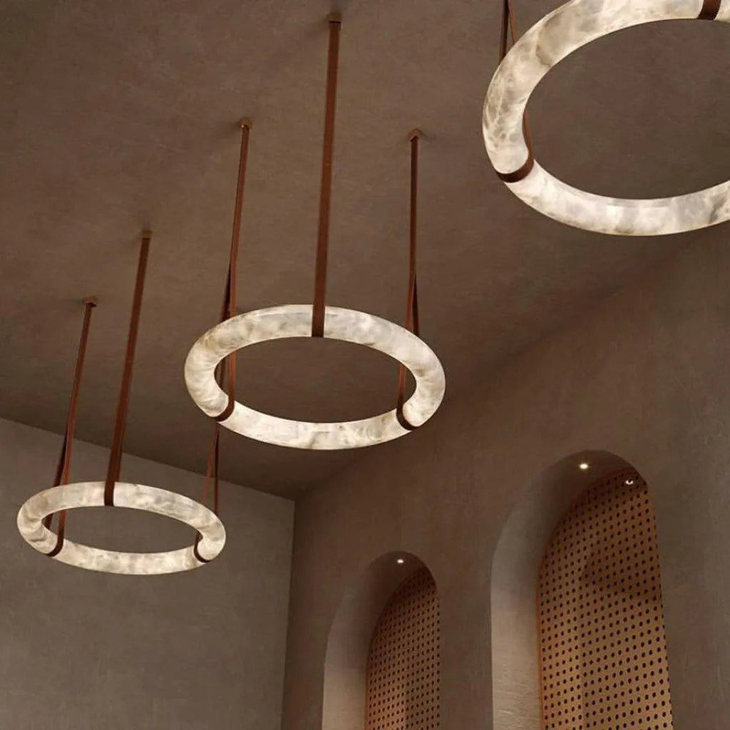Modern Halo Ring Alabaster Chandelier