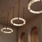 Modern Halo Ring Alabaster Chandelier