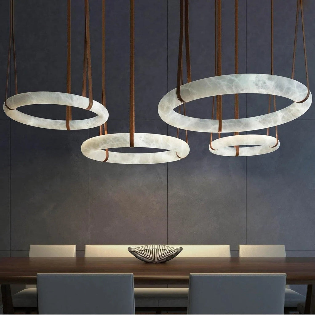 Modern Halo Ring Alabaster Chandelier