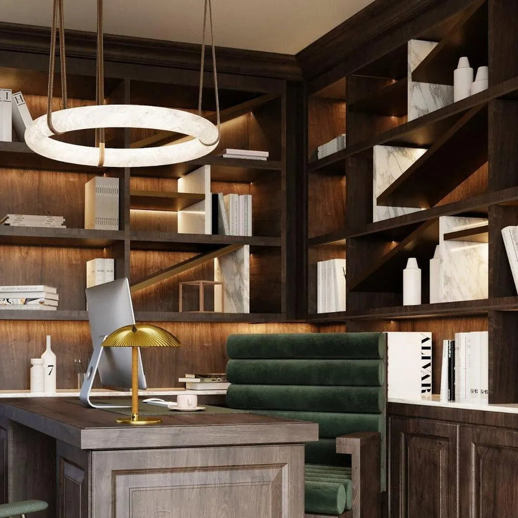 Modern Halo Ring Alabaster Chandelier