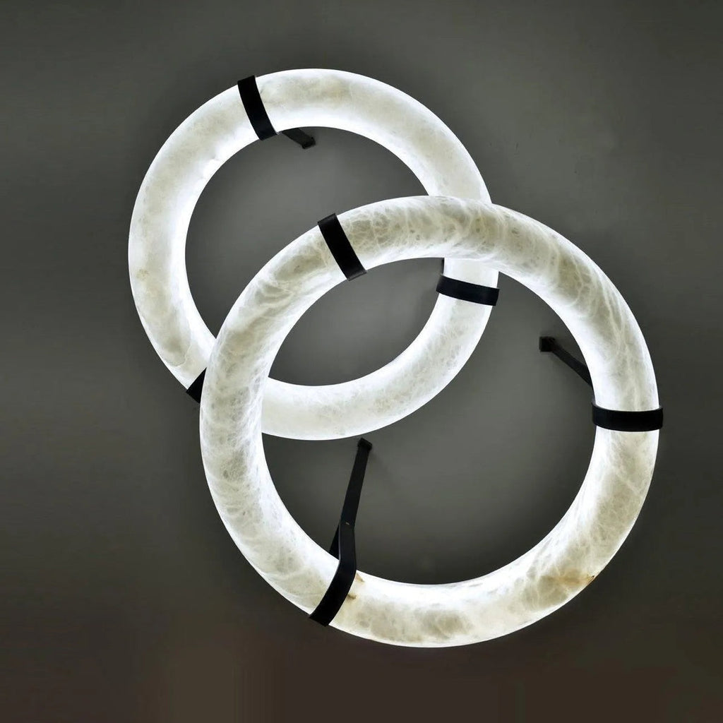 Modern Halo Ring Alabaster Chandelier