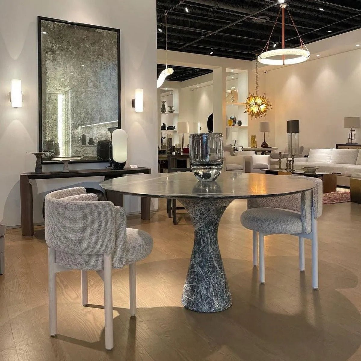 Modern Halo Ring Alabaster Chandelier