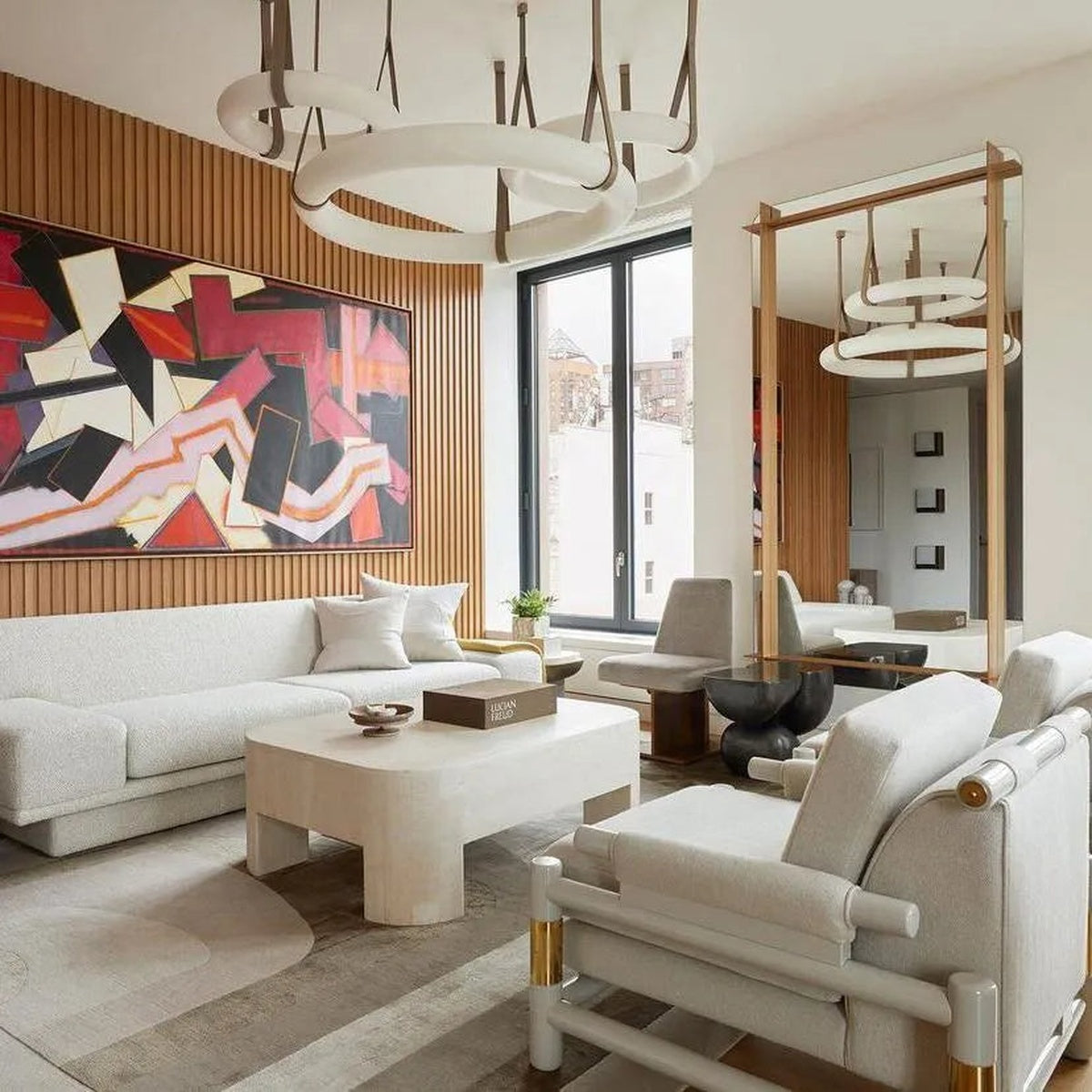 Modern Halo Ring Alabaster Chandelier