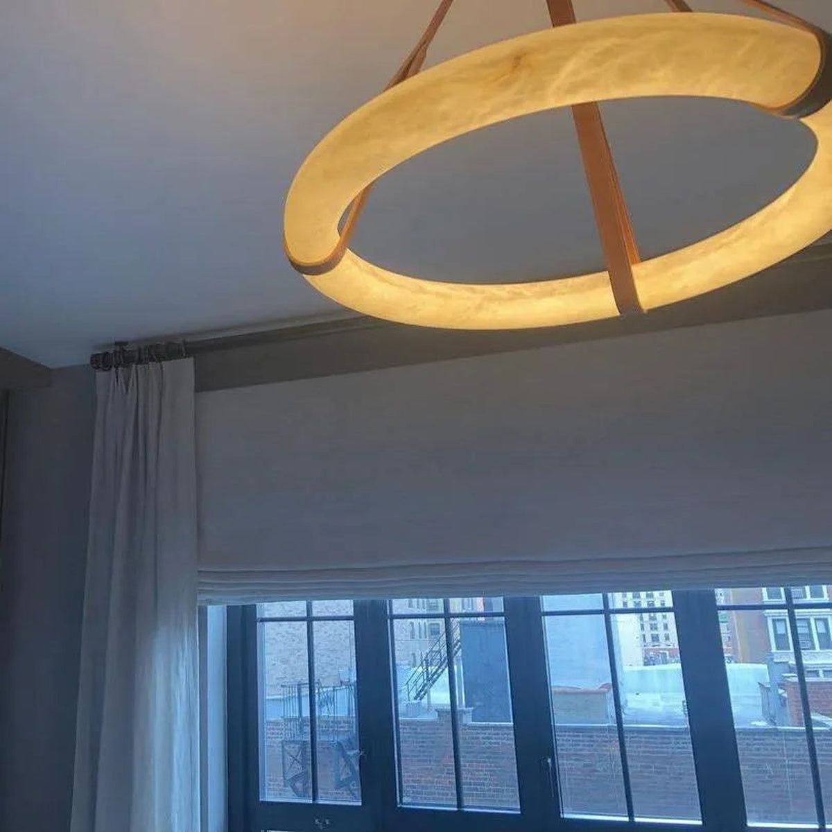 Modern Halo Ring Alabaster Chandelier