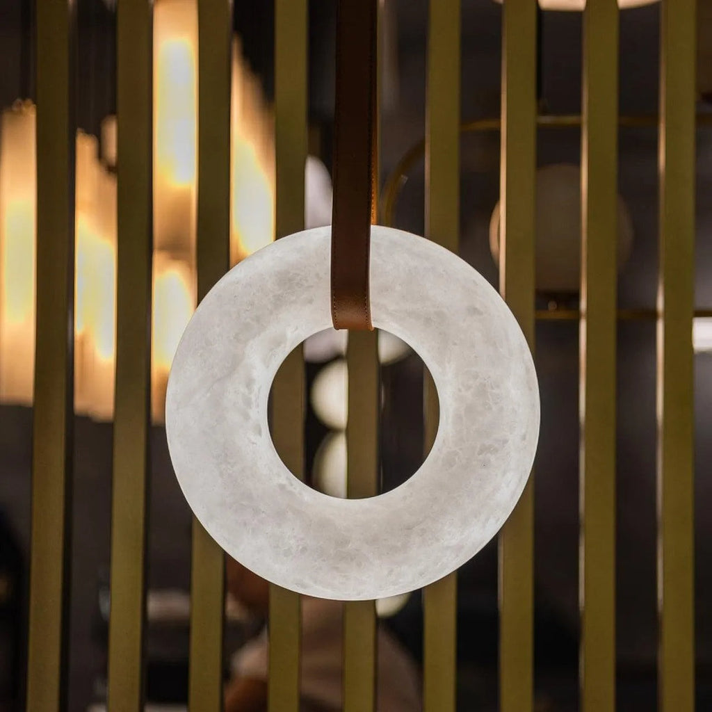 Modern Halo Ring Alabaster Chandelier