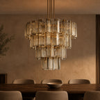 Delsa Modern Smoke Round Chandelier in a warm dining interior