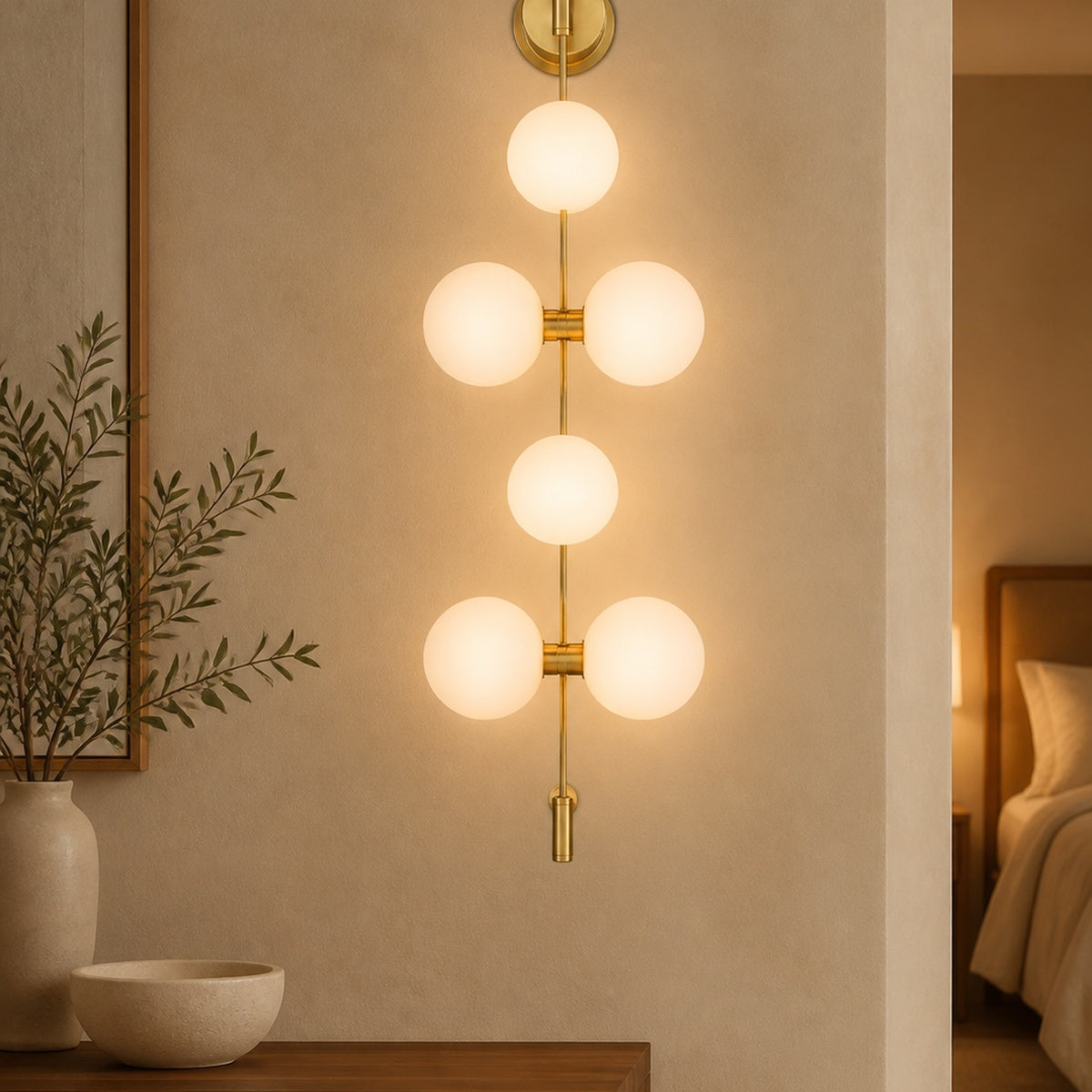 Modere Cirque Modern Rail Sconce in a warm hallway