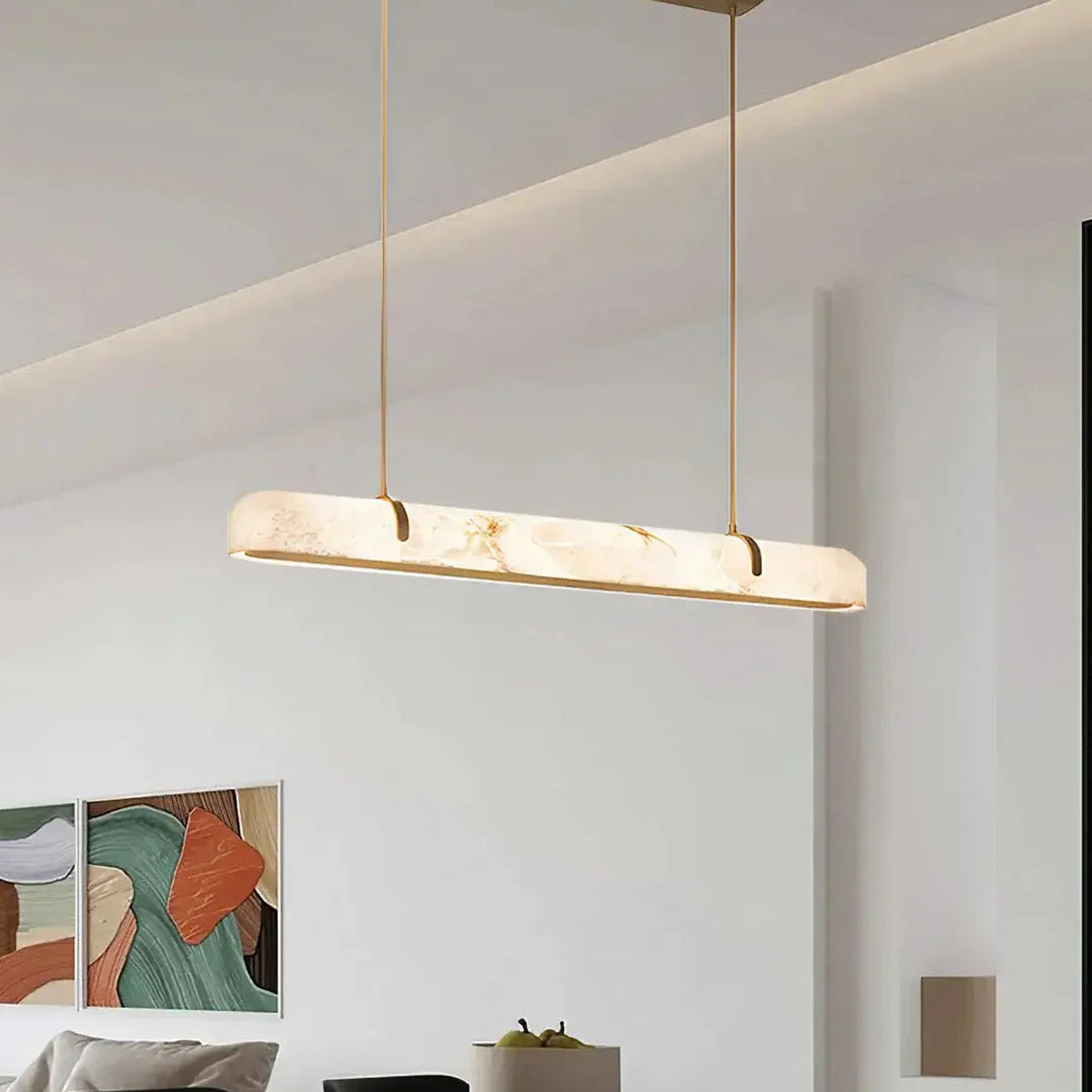 Modern Lamps Linear Alabaster Chandelier