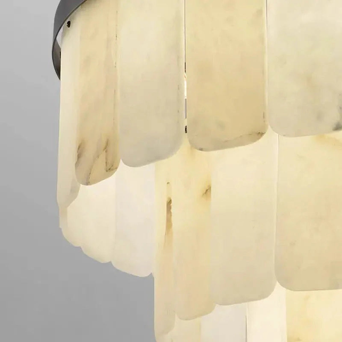 Modern Alabaster Multi-Tiered Round Chandelier