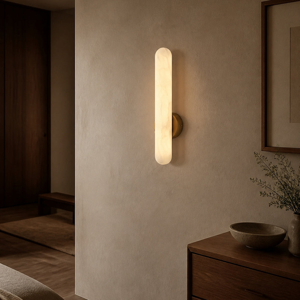 Modern Alunari Wall Sconce in a warm hallway interior