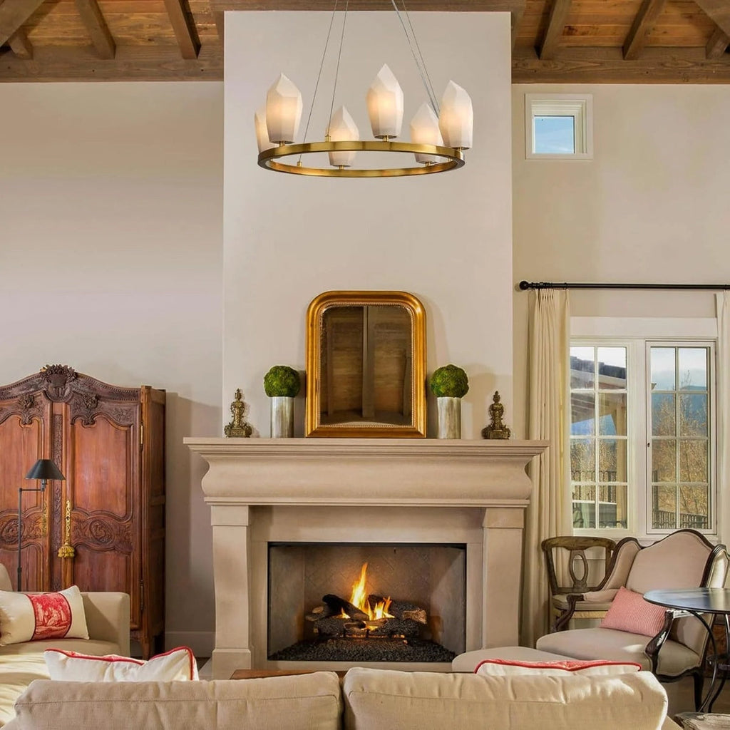 Modern Alabaster 23" 6-Light Modern Gold Chandelier