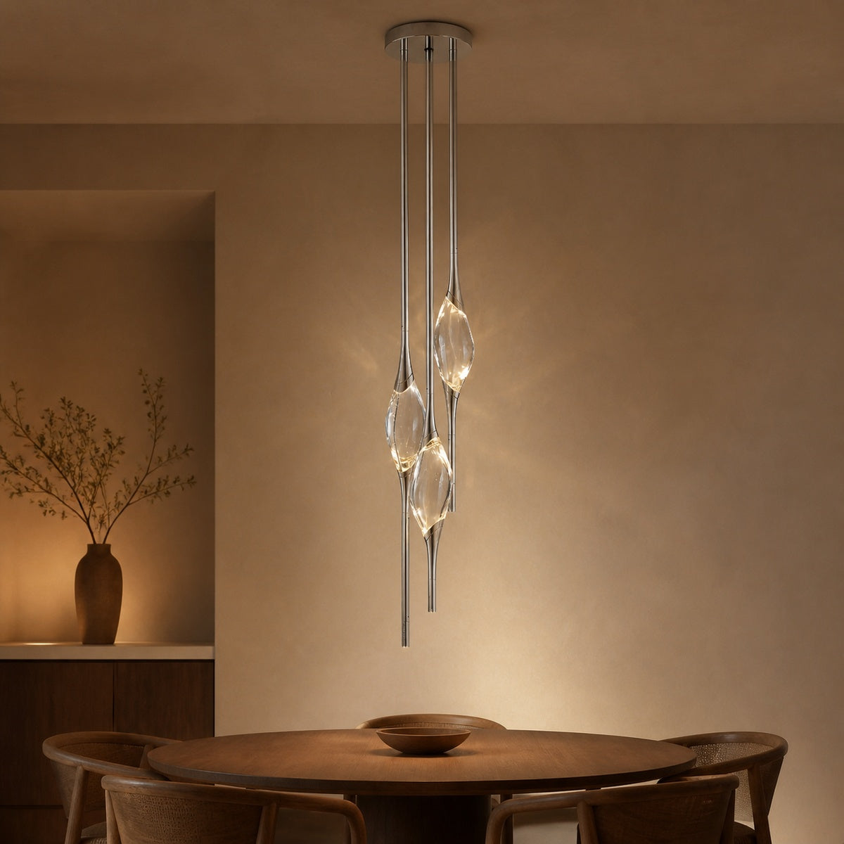 Minimalism 12 Round Chandelier in a warm dining interior