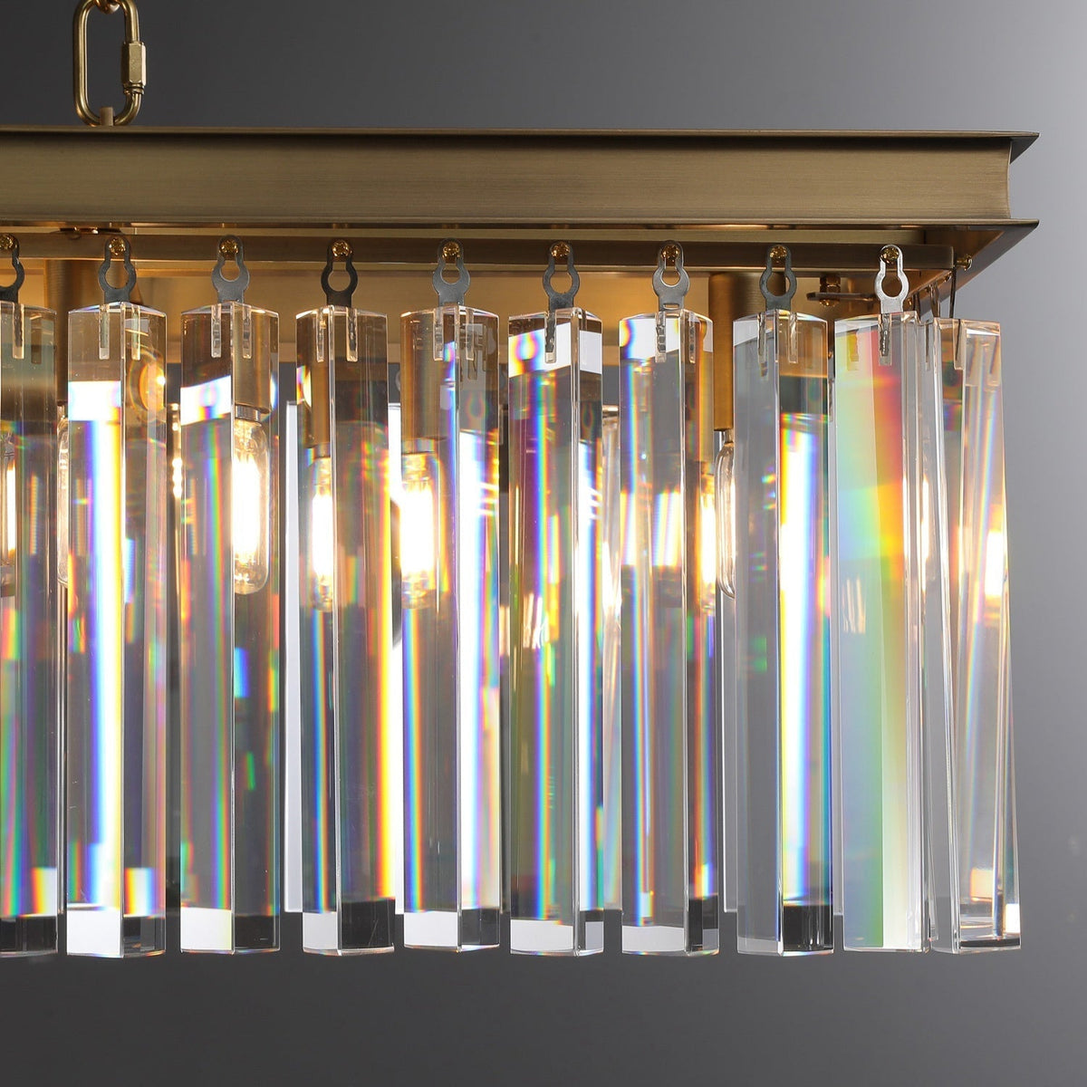 1920s Odeon Crystal Island Single-Tier Linear Chandelier 39"/49"/59"