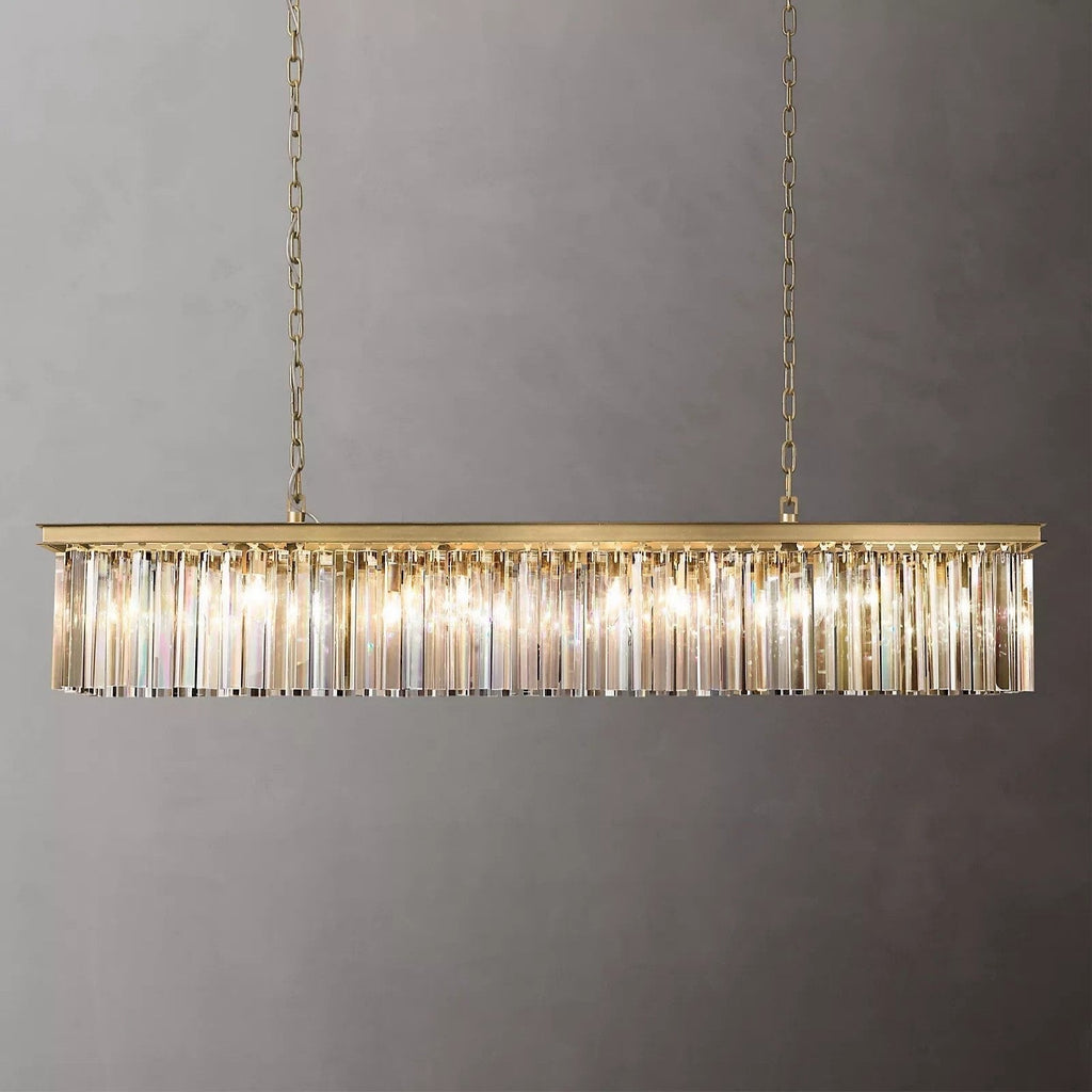 1920s Odeon Crystal Island Single-Tier Linear Chandelier 39"/49"/59"