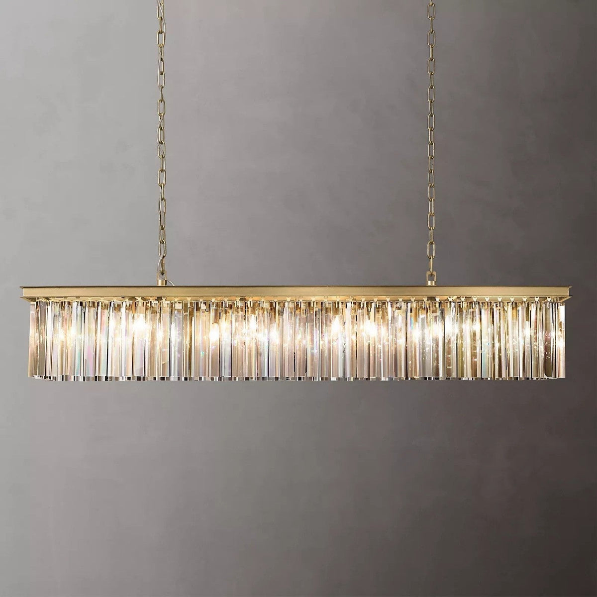1920s Odeon Crystal Island Single-Tier Linear Chandelier 39"/49"/59"