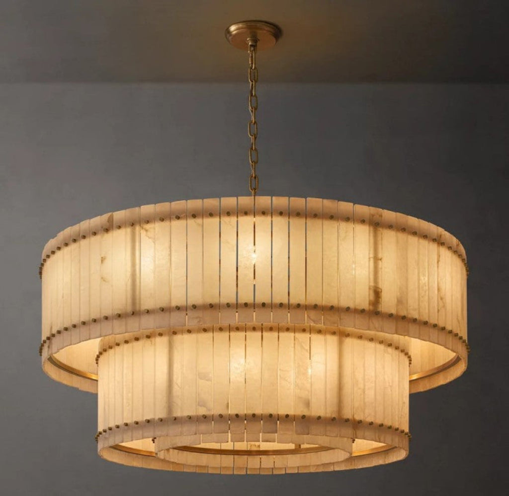 San Marco Alabaster Round Two-Tier Chandelier 22"/37"/48"/60"